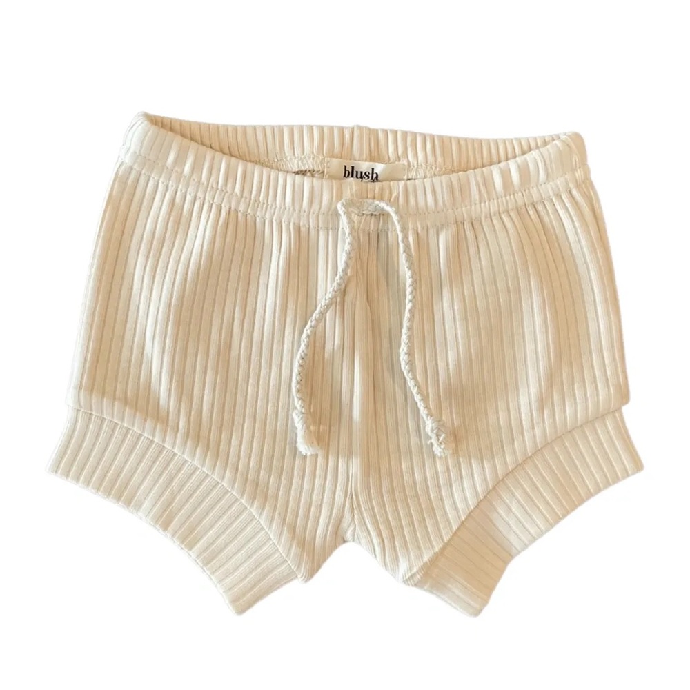 CREAM | Blush Lotus ribbed organic baby toddler shorts